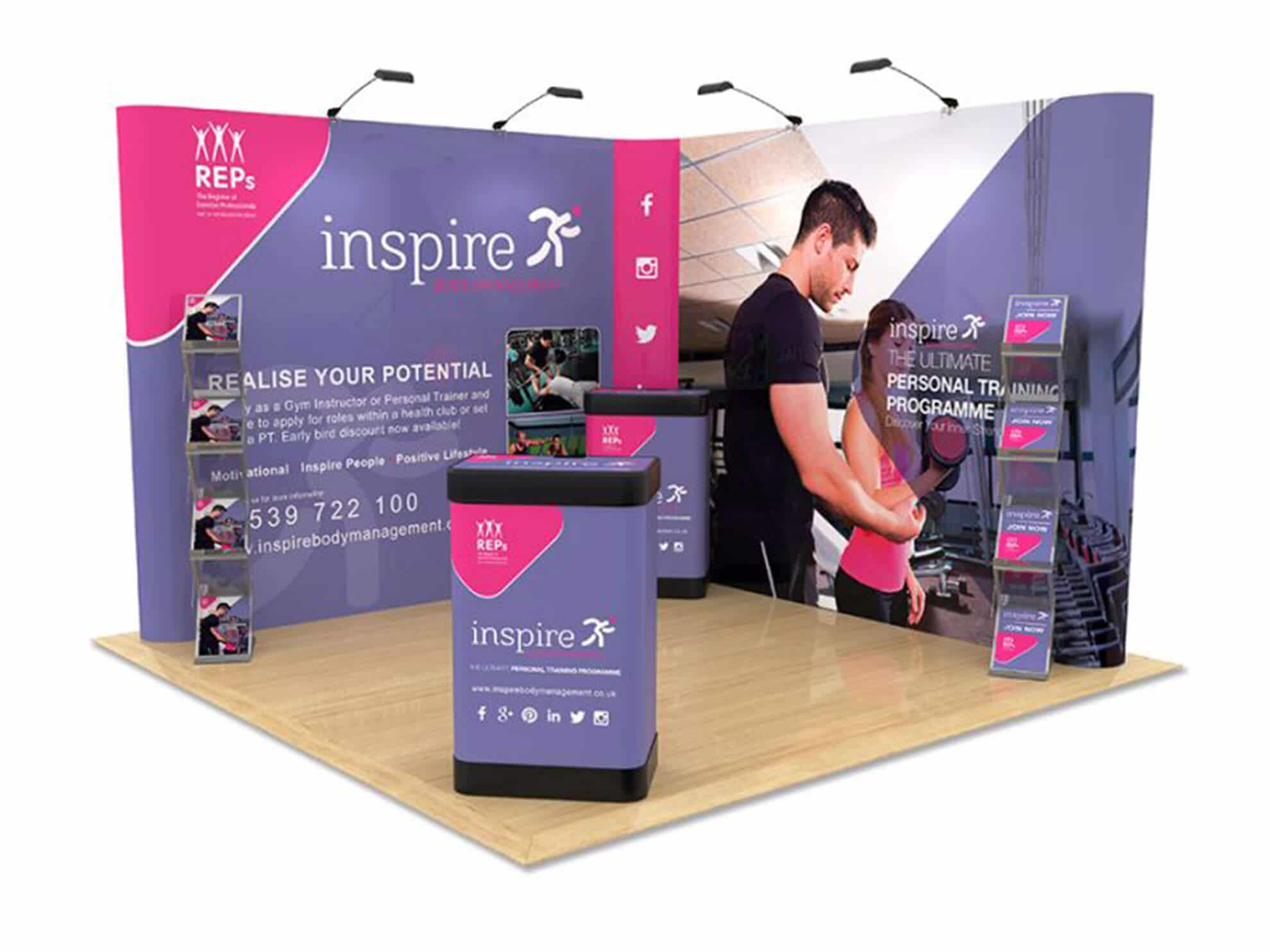 Inspire Leisure pop-up display stand