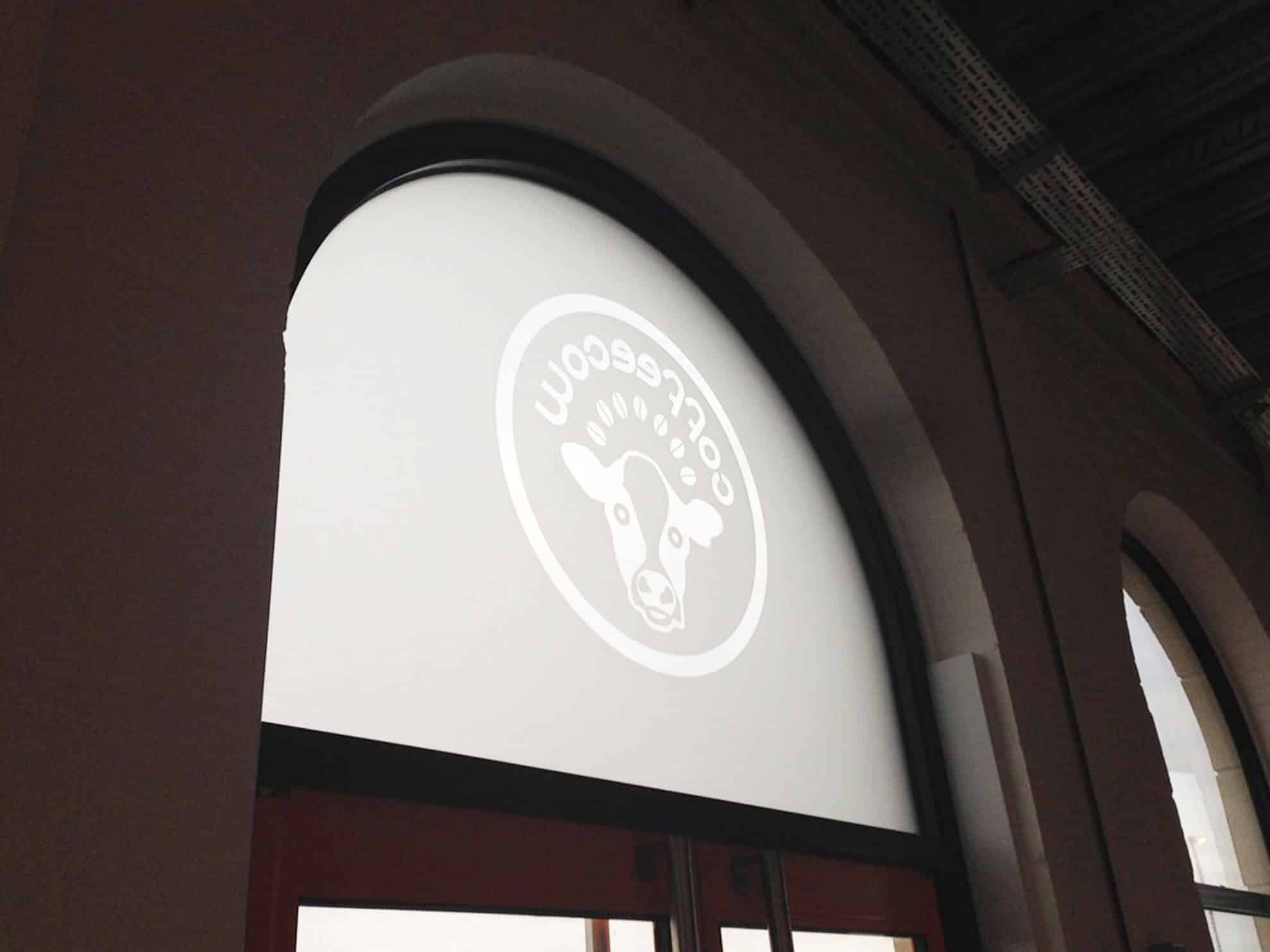 Cowshed Coffee Bar etched effect window graphics