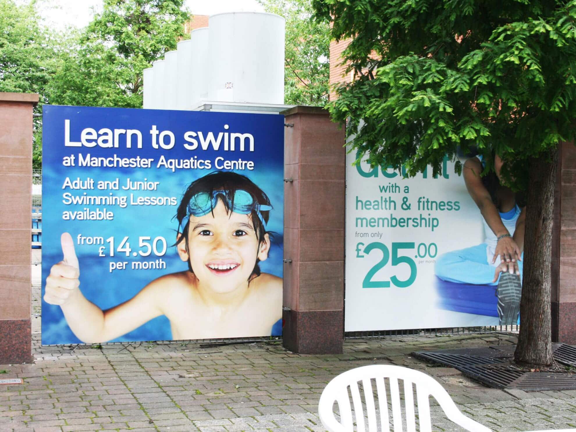 Manchester Aquatic Centre training camp banner