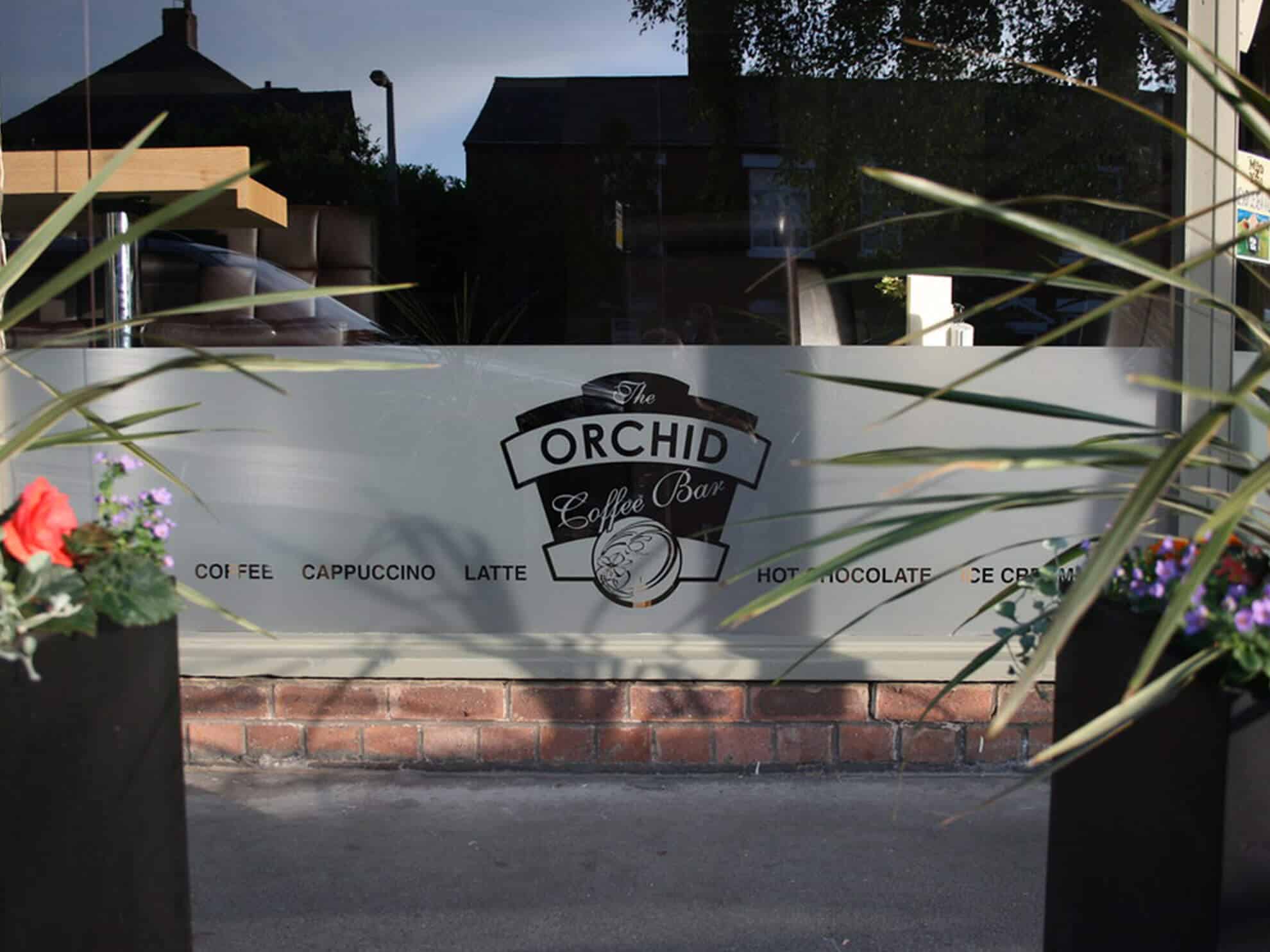 Orchid Coffee Bar external privacy window graphics